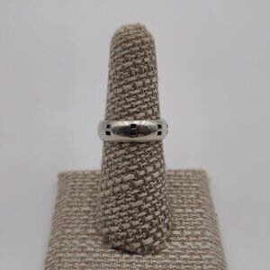 Size 7 Sterling Silver Odd Square Shape Pattern Solid Ring A1757